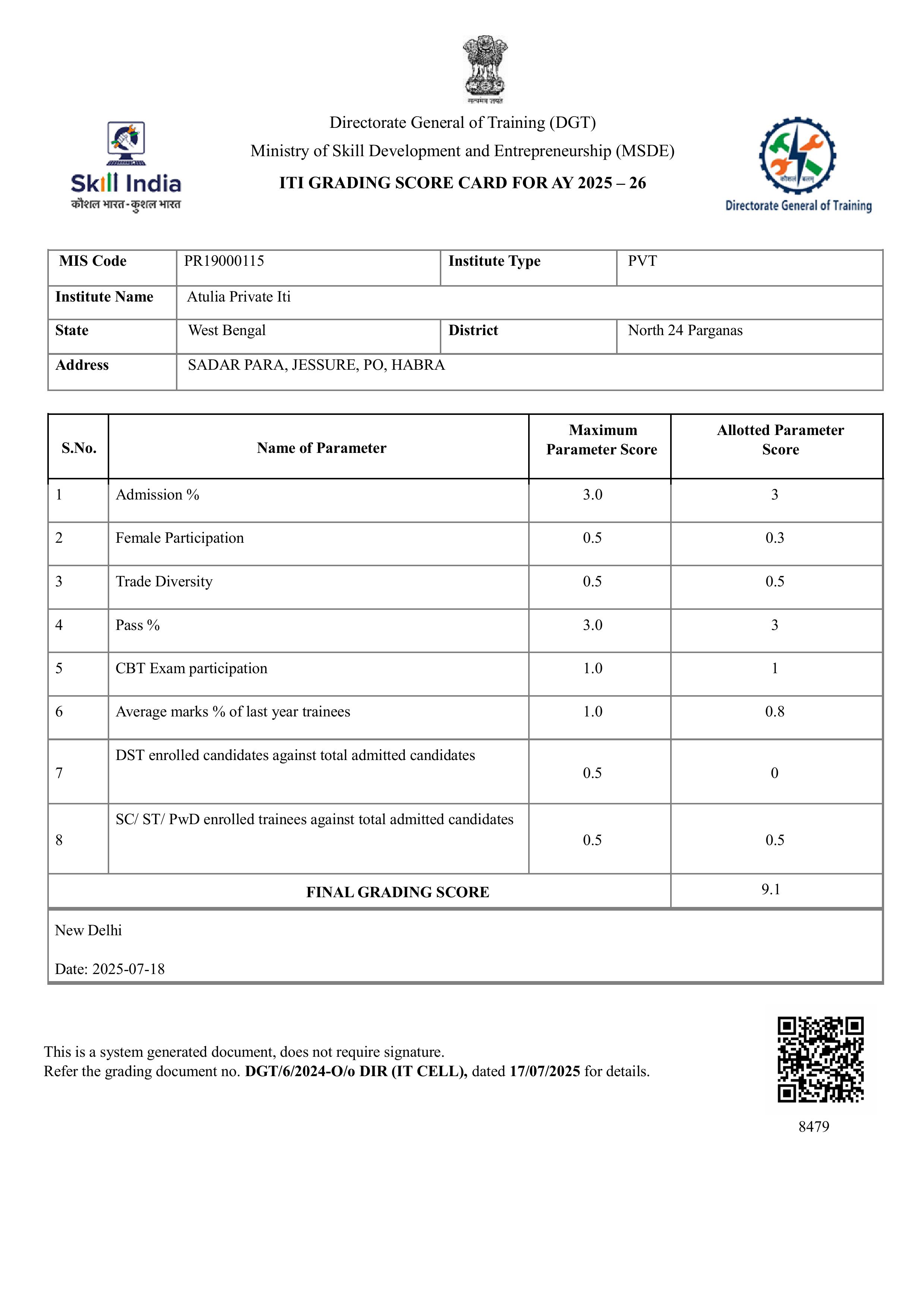 GRADING CERTIFICATE 2025